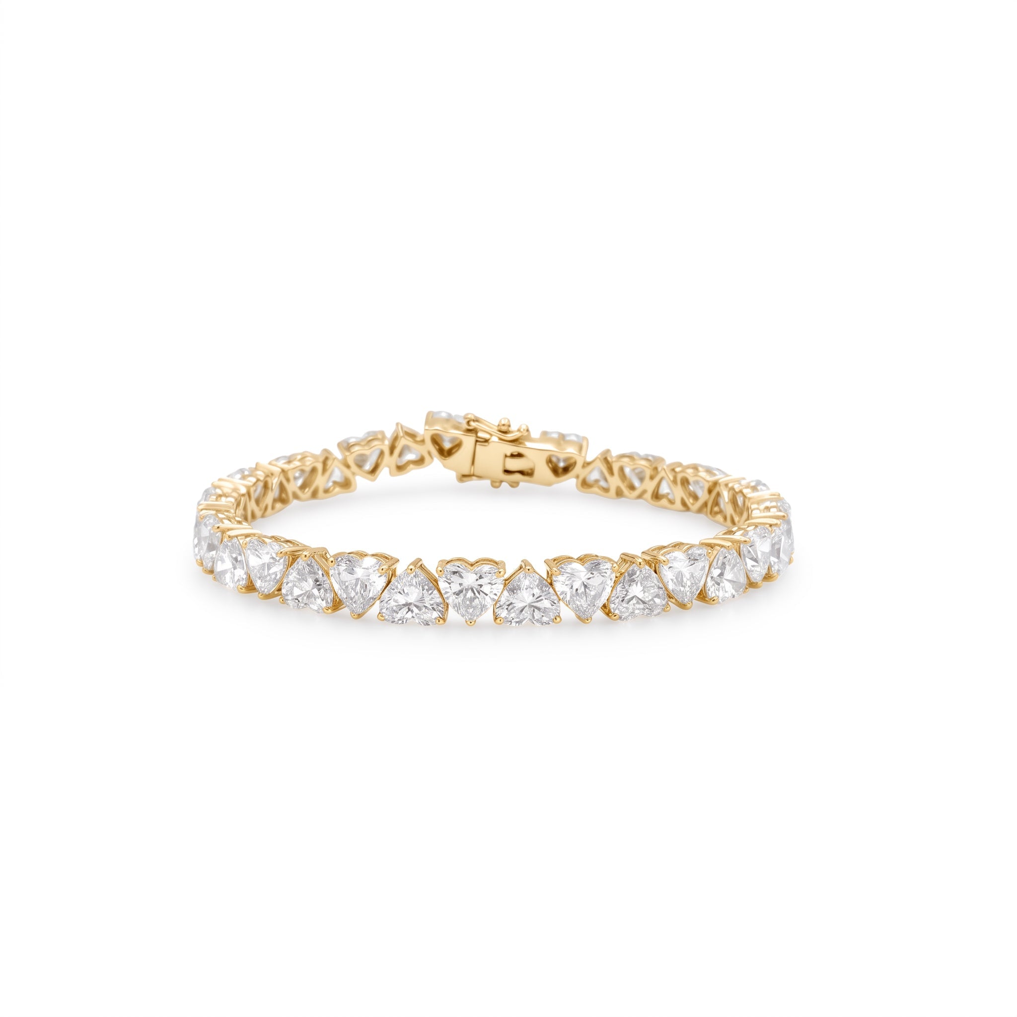 East-West Heart Tennis Bracelet in 18K yellow gold, lab-grown diamond