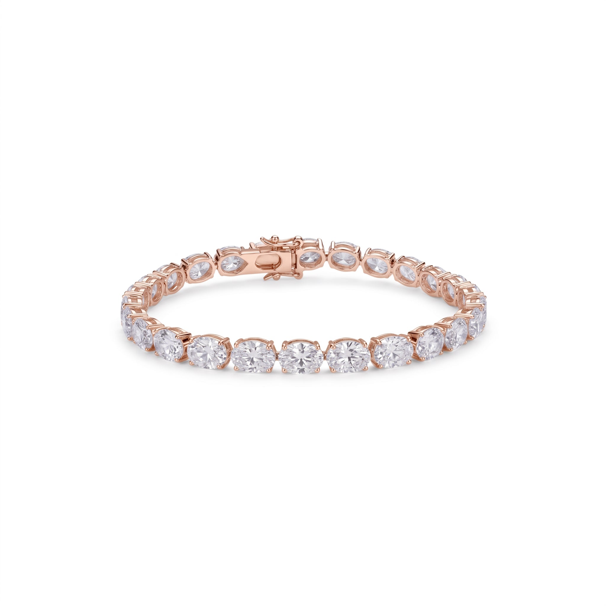 East-West Oval Tennis Bracelet in 18K rose gold, lab-grown diamond