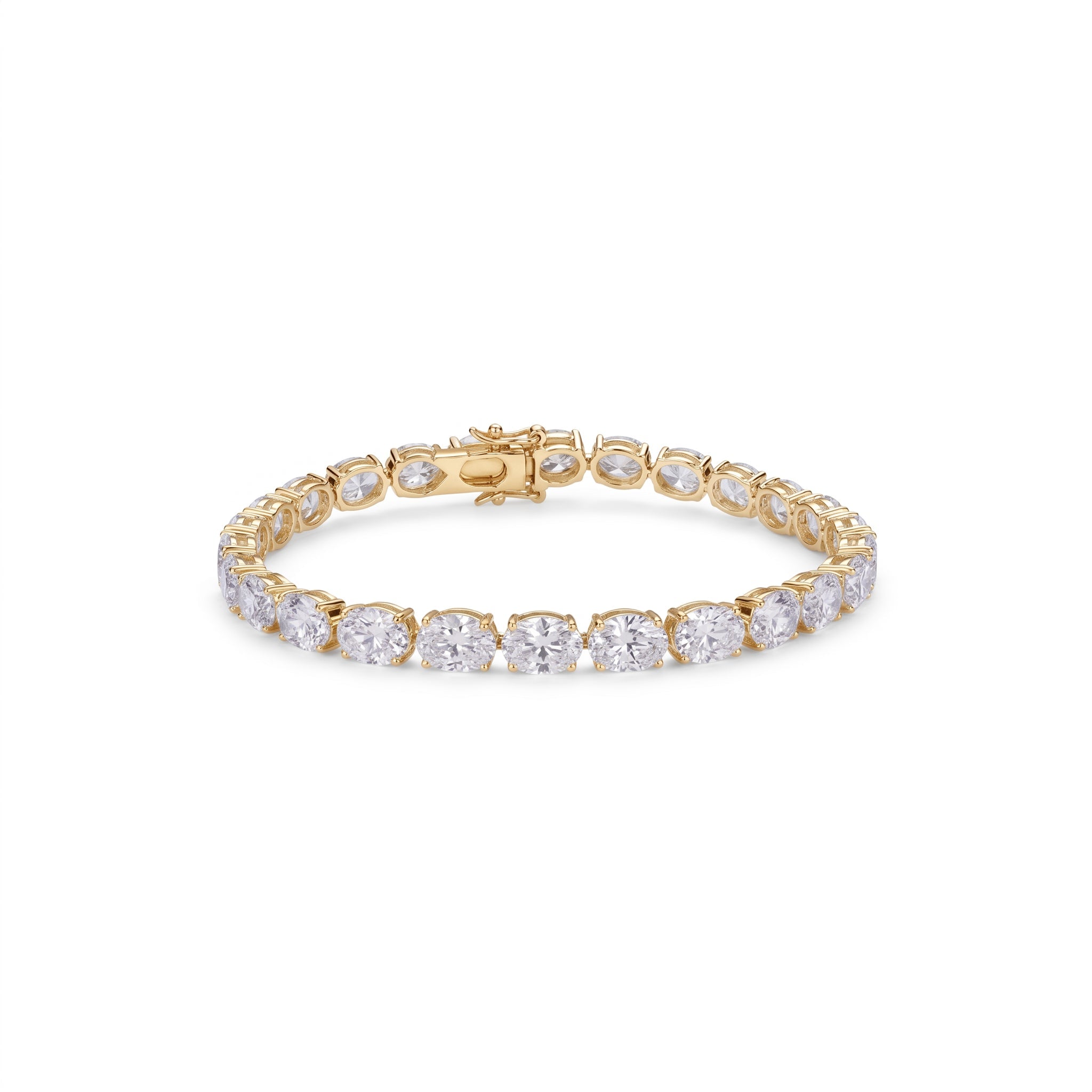 East-West Oval Tennis Bracelet in 18K yellow gold, lab-grown diamond