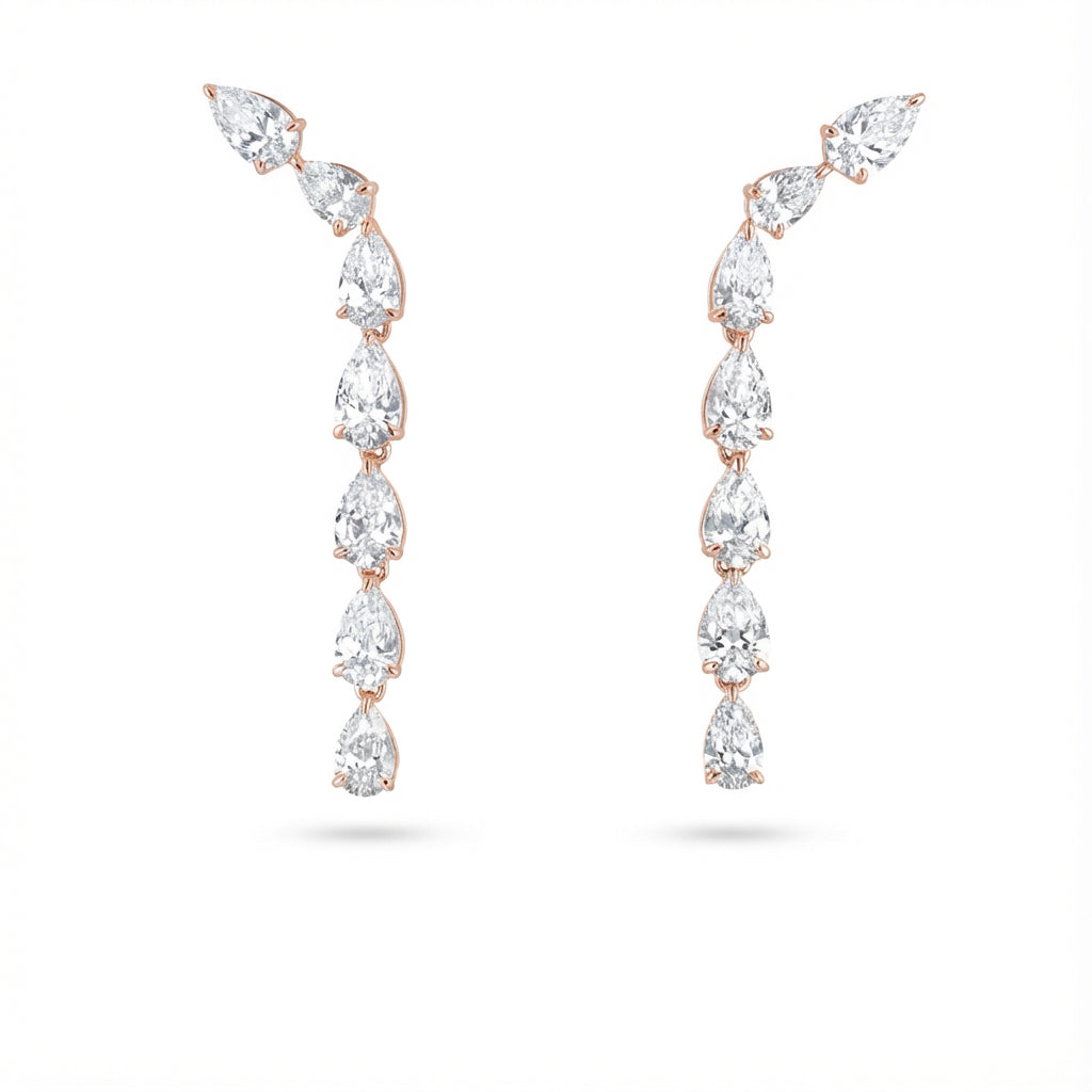Pear Chandelier Earrings in 18K rose gold, lab-grown diamond