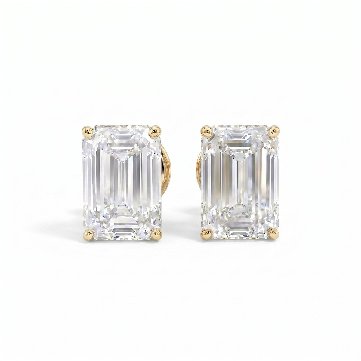 Emerald-Cut Diamond Stud Earrings in 18K yellow gold, lab-grown diamond