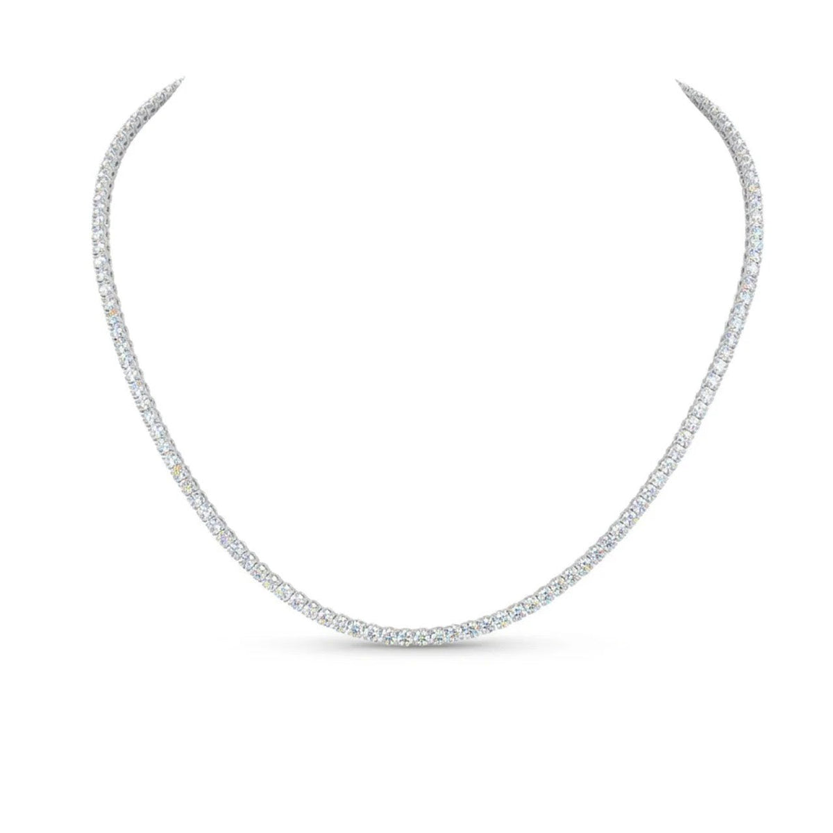 Round Tennis Necklace in 18K white gold, lab-grown diamond