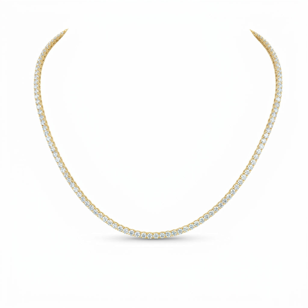 Round Tennis Necklace in 18K yellow gold, lab-grown diamond
