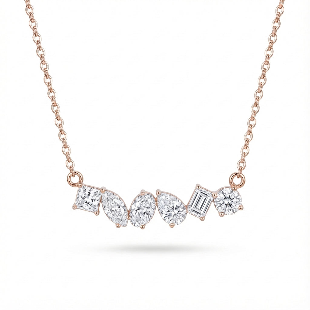 Mixed-Cut A-Line Pendant in 18K rose gold, lab-grown diamond