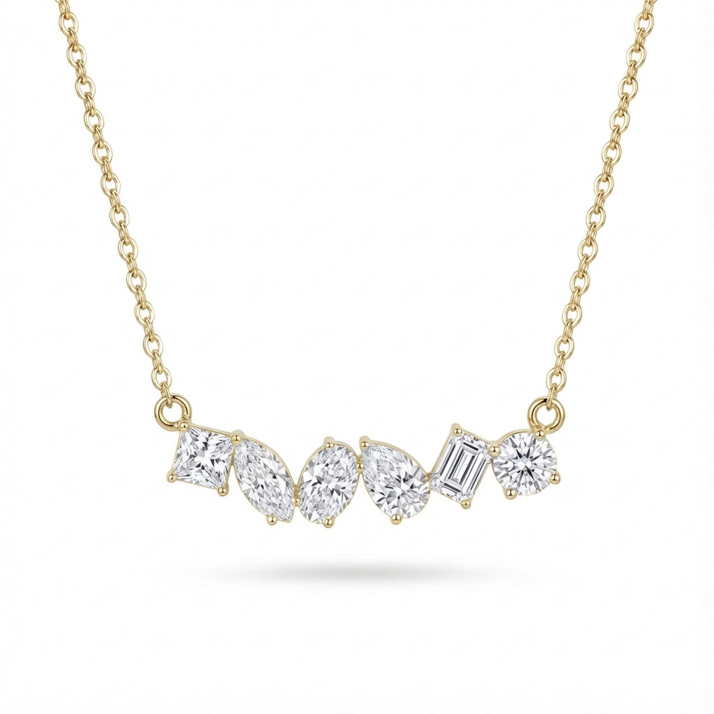 Mixed-Cut A-Line Pendant in 18K yellow gold, lab-grown diamond