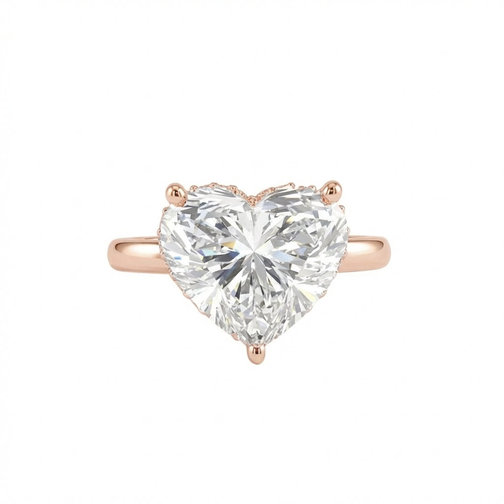 Heart Hidden Halo Ring in 18K rose gold, lab-grown diamond