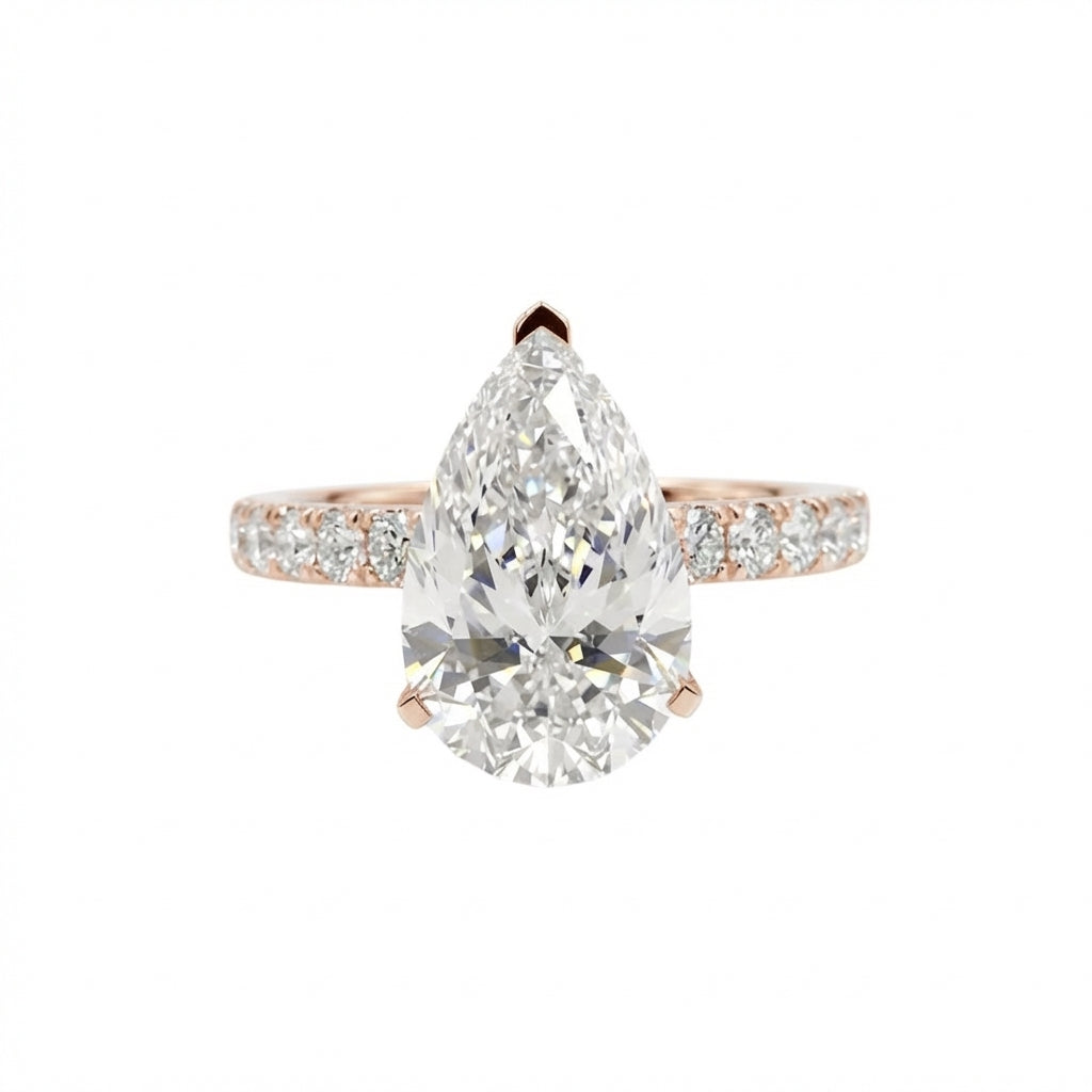 Pear Hidden Halo Ring in 18K rose gold, lab-grown diamond