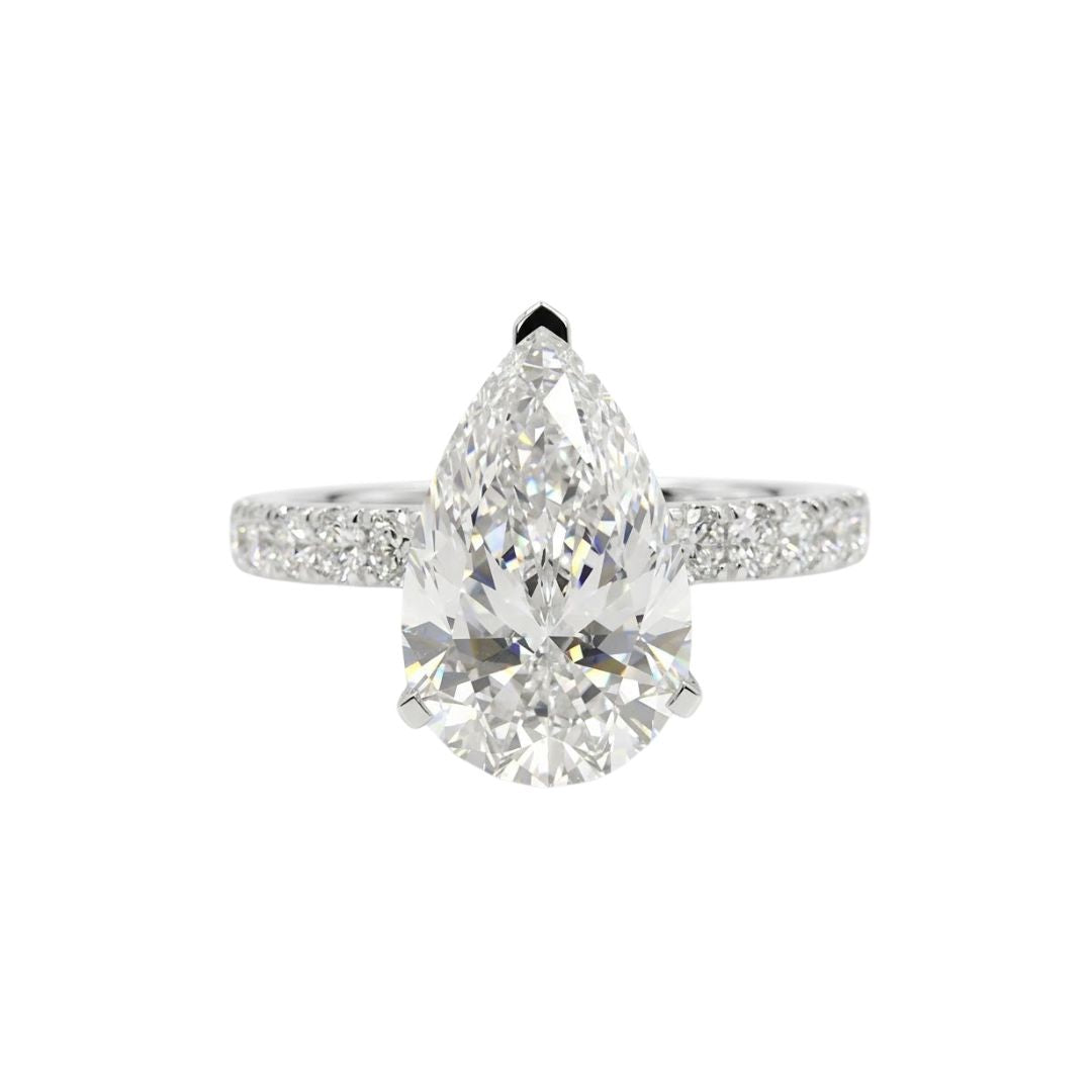 Pear Hidden Halo Ring in 18K white gold, lab-grown diamond