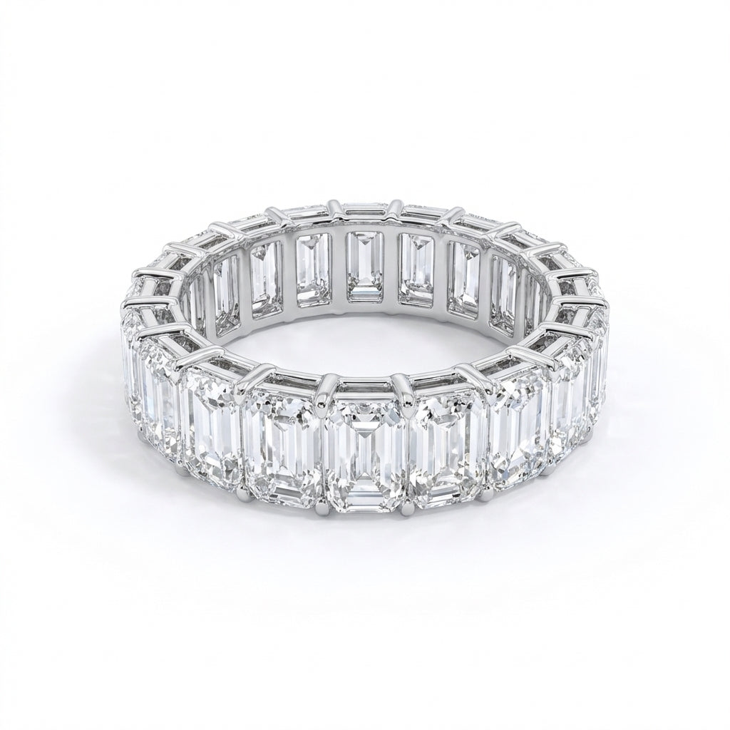 Emerald-Cut Eternity Band in 18K white gold, lab-grown diamond