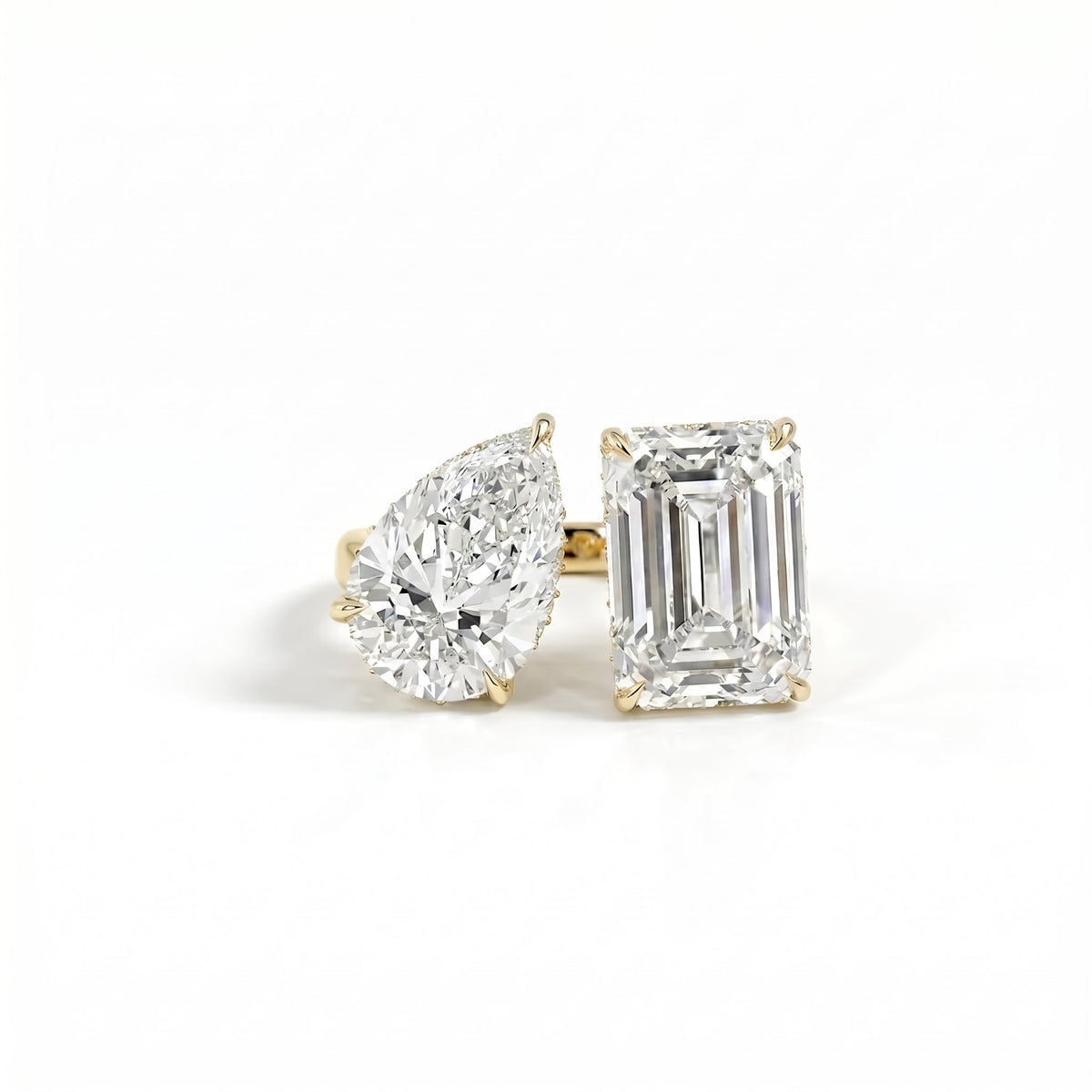 Pavé Toi et Moi Ring in 18K yellow gold, lab-grown diamond