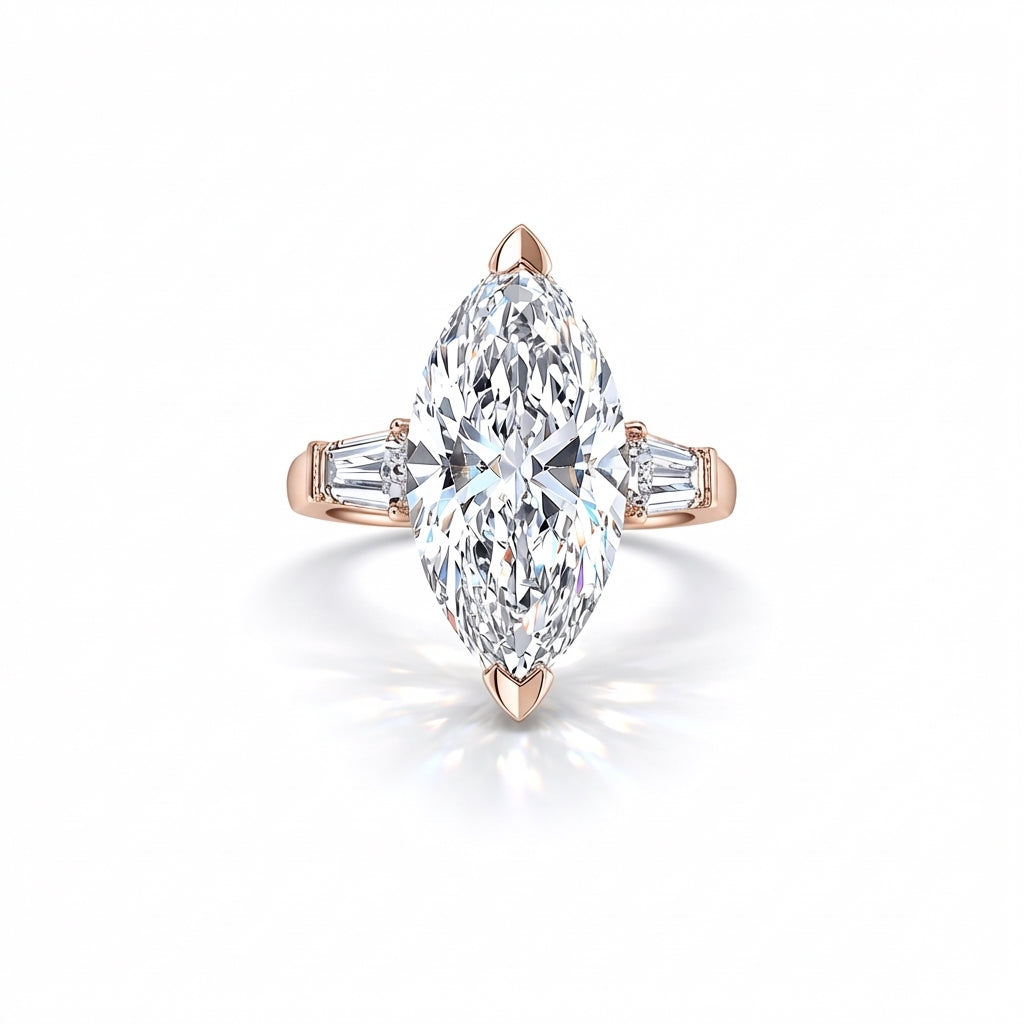Marquise Baguette Trilogy Ring in 18K rose gold, lab-grown diamond