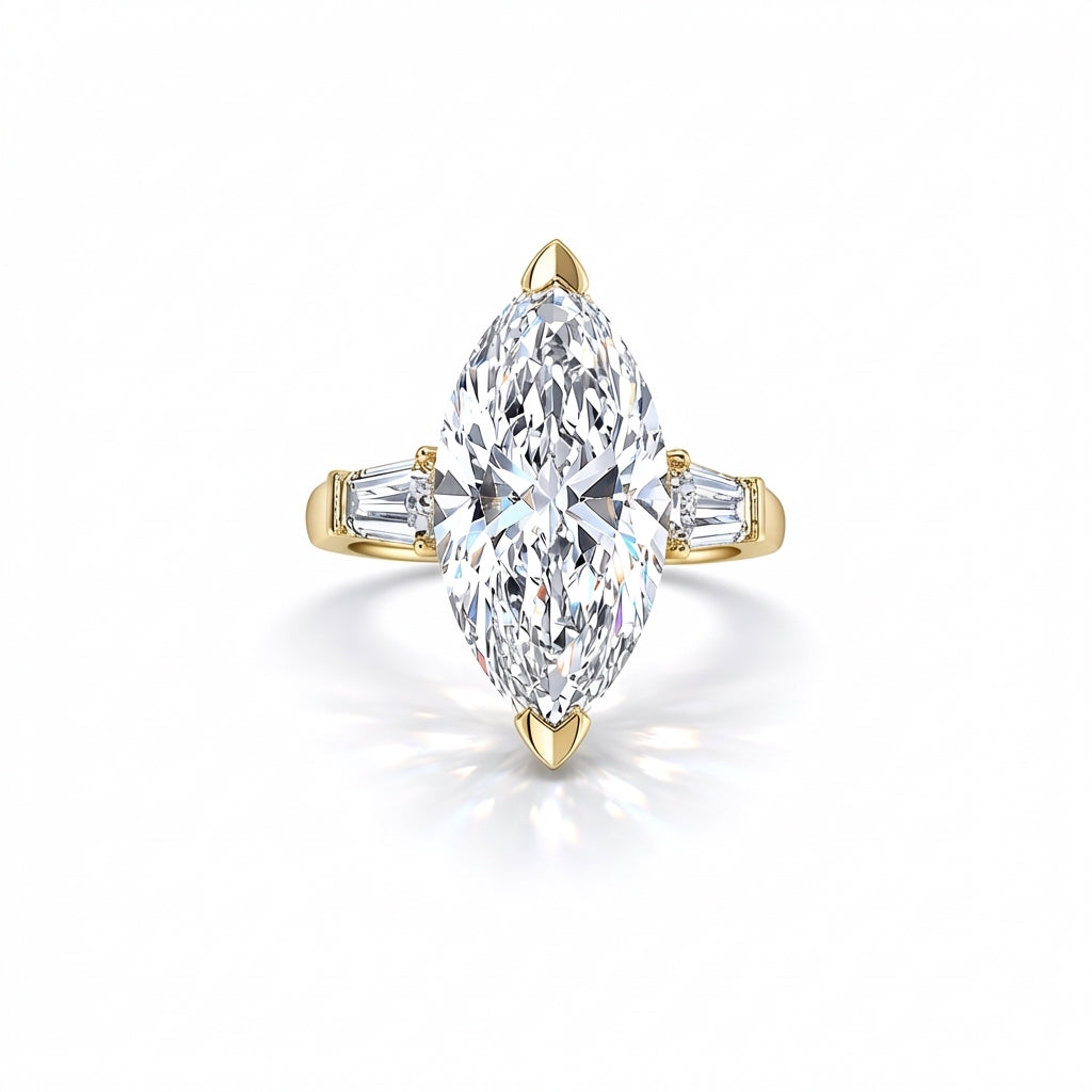 Marquise Baguette Trilogy Ring in 18K yellow gold, lab-grown diamond
