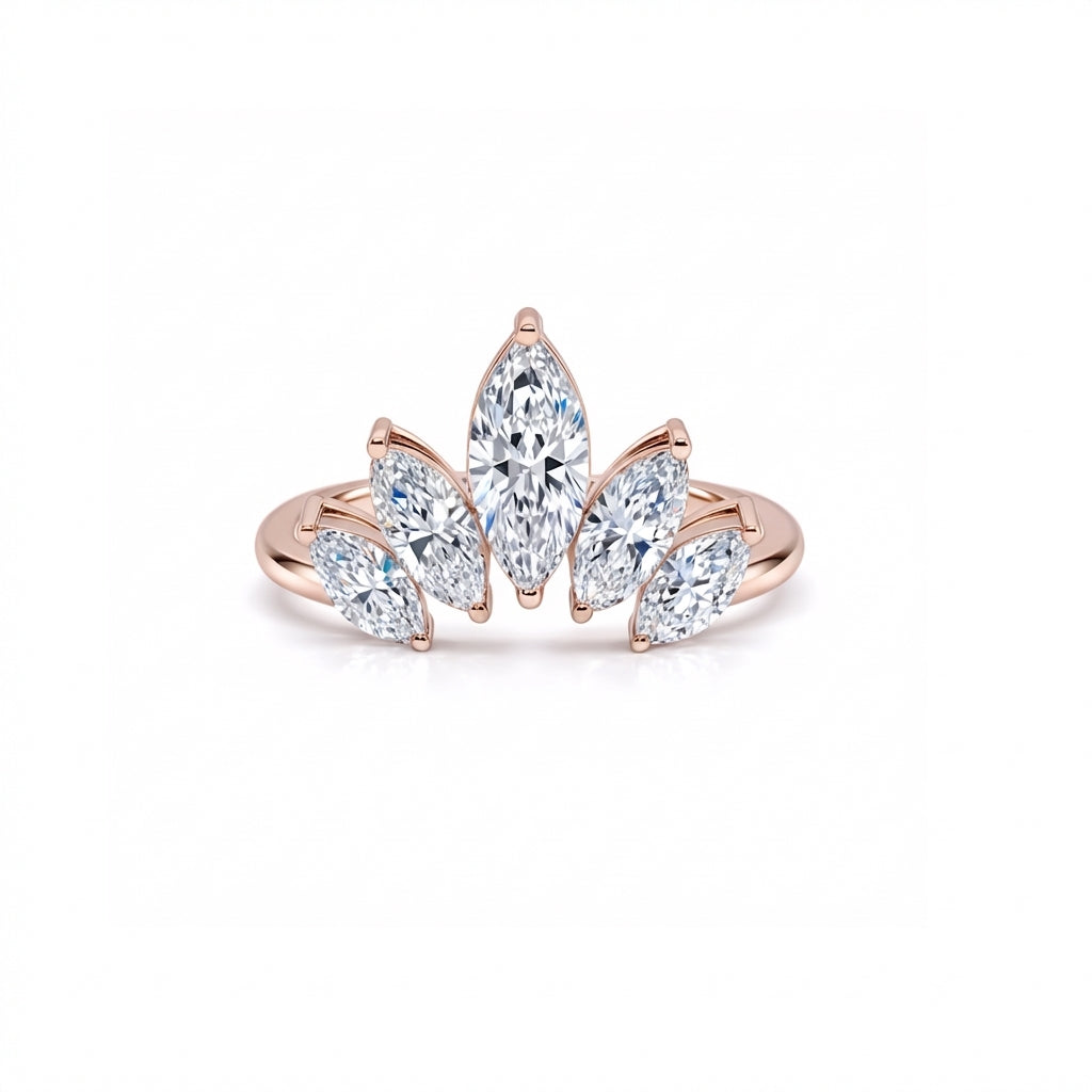 Marquise Sunrise Stacking Ring in 18K rose gold, lab-grown diamond