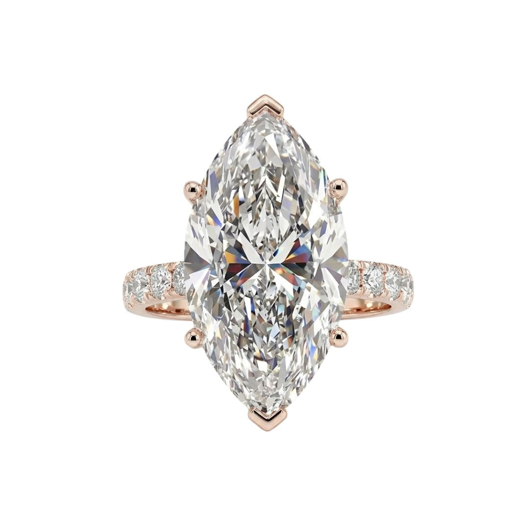 Marquise Cathedral Pavé Ring in 18K rose gold, lab-grown diamond