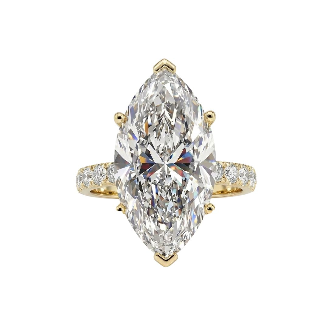 Marquise Cathedral Pavé Ring in 18K yellow gold, lab-grown diamond