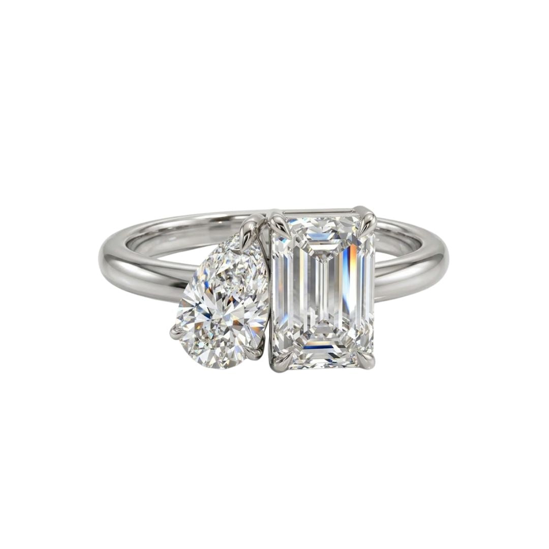 Toi et Moi Ring in 18K white gold, lab-grown diamond