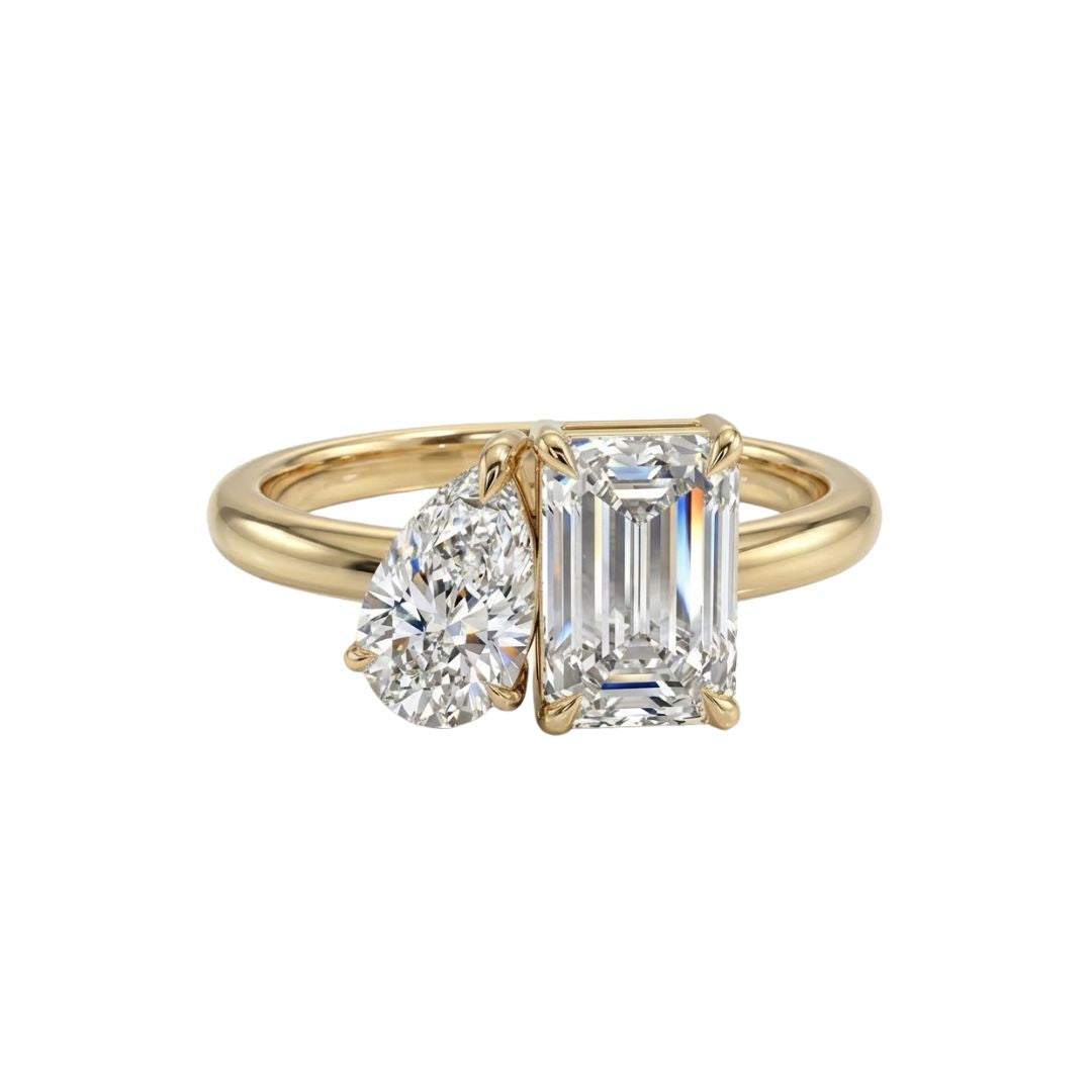 Toi et Moi Ring in 18K yellow gold, lab-grown diamond