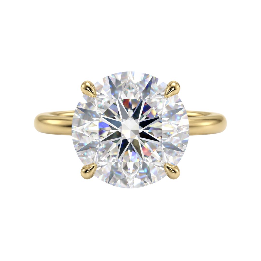 Round Halo Solitaire Ring in 18K yellow gold, lab-grown diamond