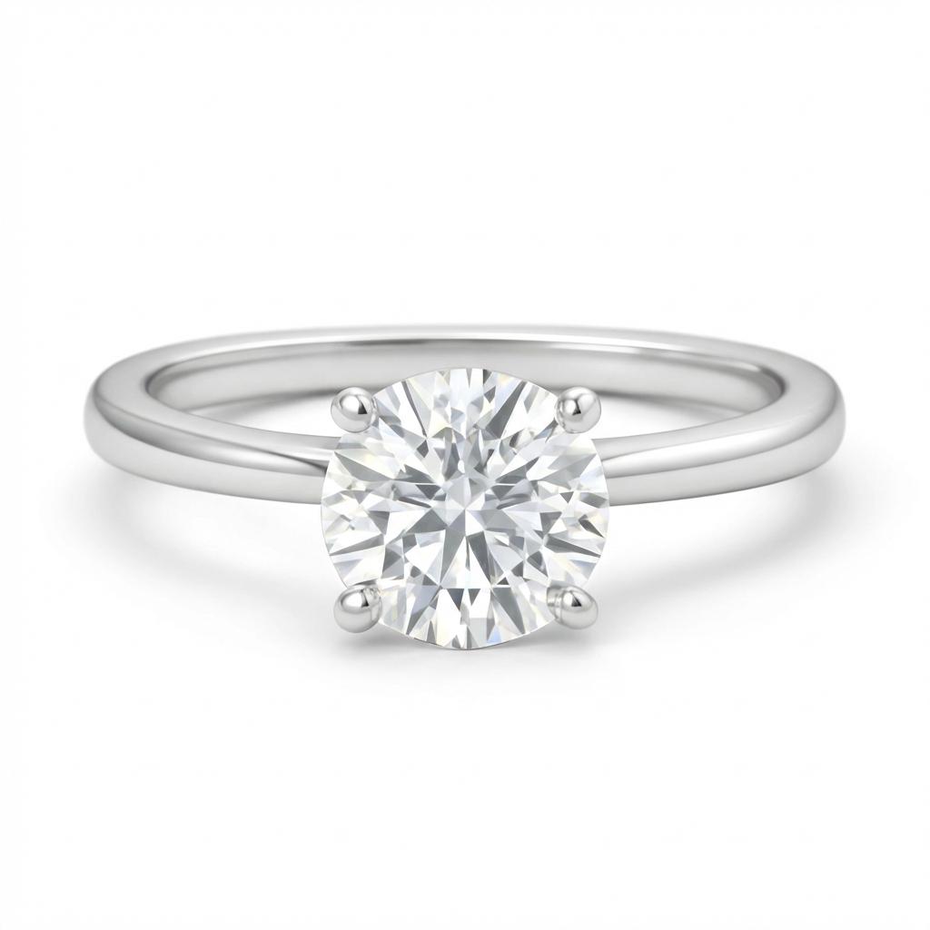 Round Cathedral Hidden Halo Ring in 18K white gold, lab-grown diamond