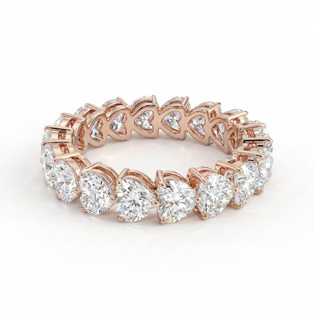 Heart Eternity Band in 18K rose gold, lab-grown diamond