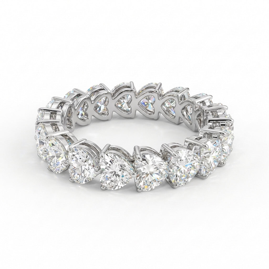 Heart Eternity Band in 18K white gold, lab-grown diamond