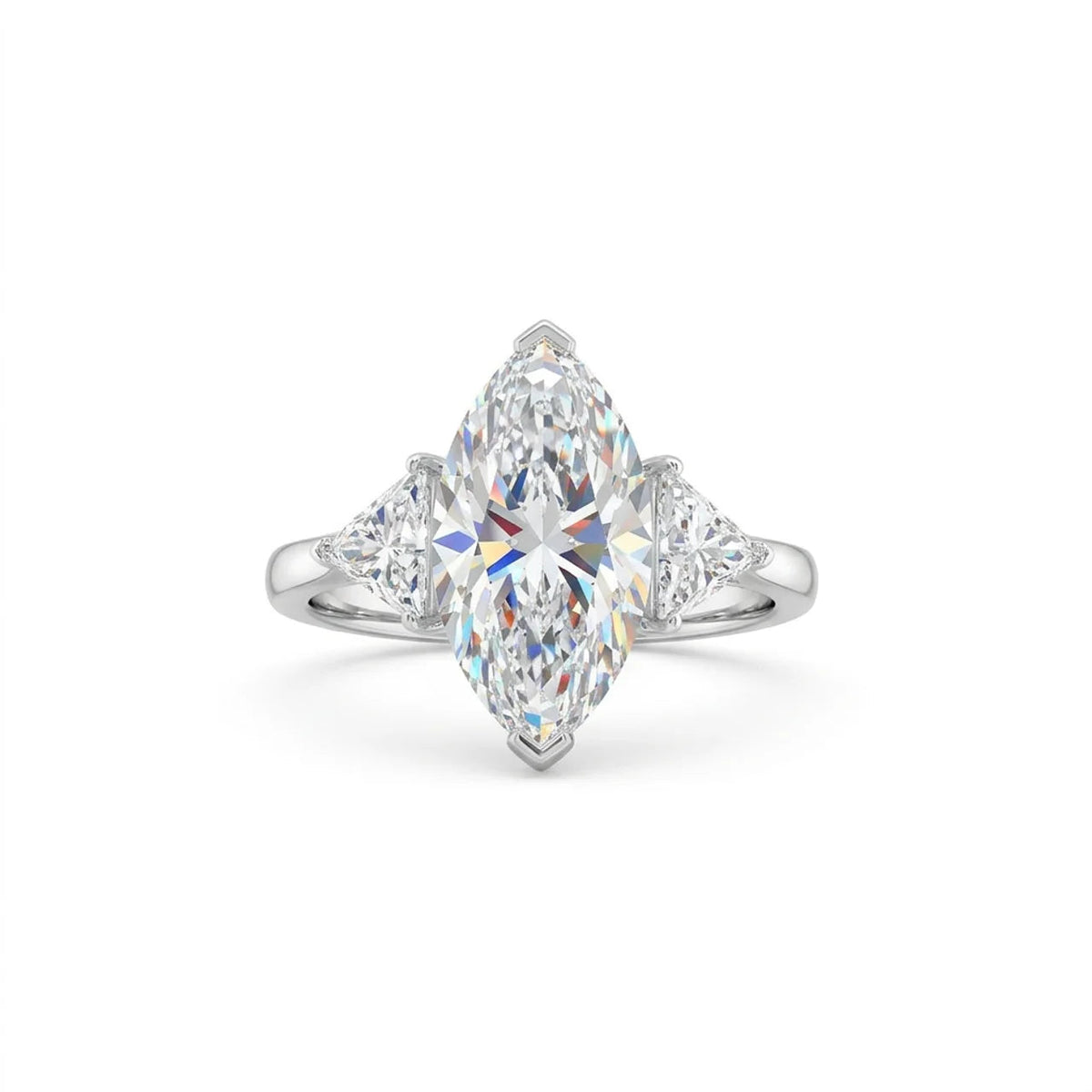 Marquise Triangle Trilogy Ring in 18K white gold, lab-grown diamond