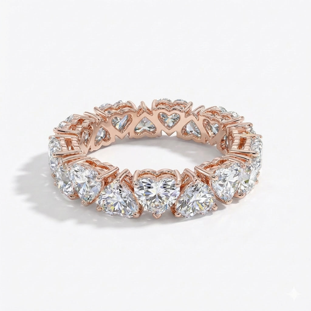 East-West Heart Eternity Band in 18K rose gold, lab-grown diamond