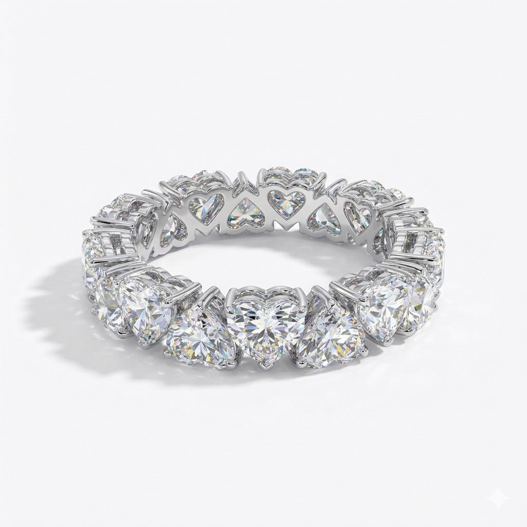 East-West Heart Eternity Band in 18K white gold, lab-grown diamond