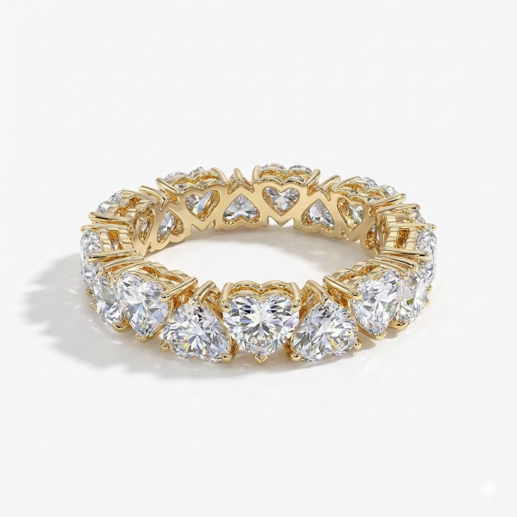 East-West Heart Eternity Band in 18K yellow gold, lab-grown diamond