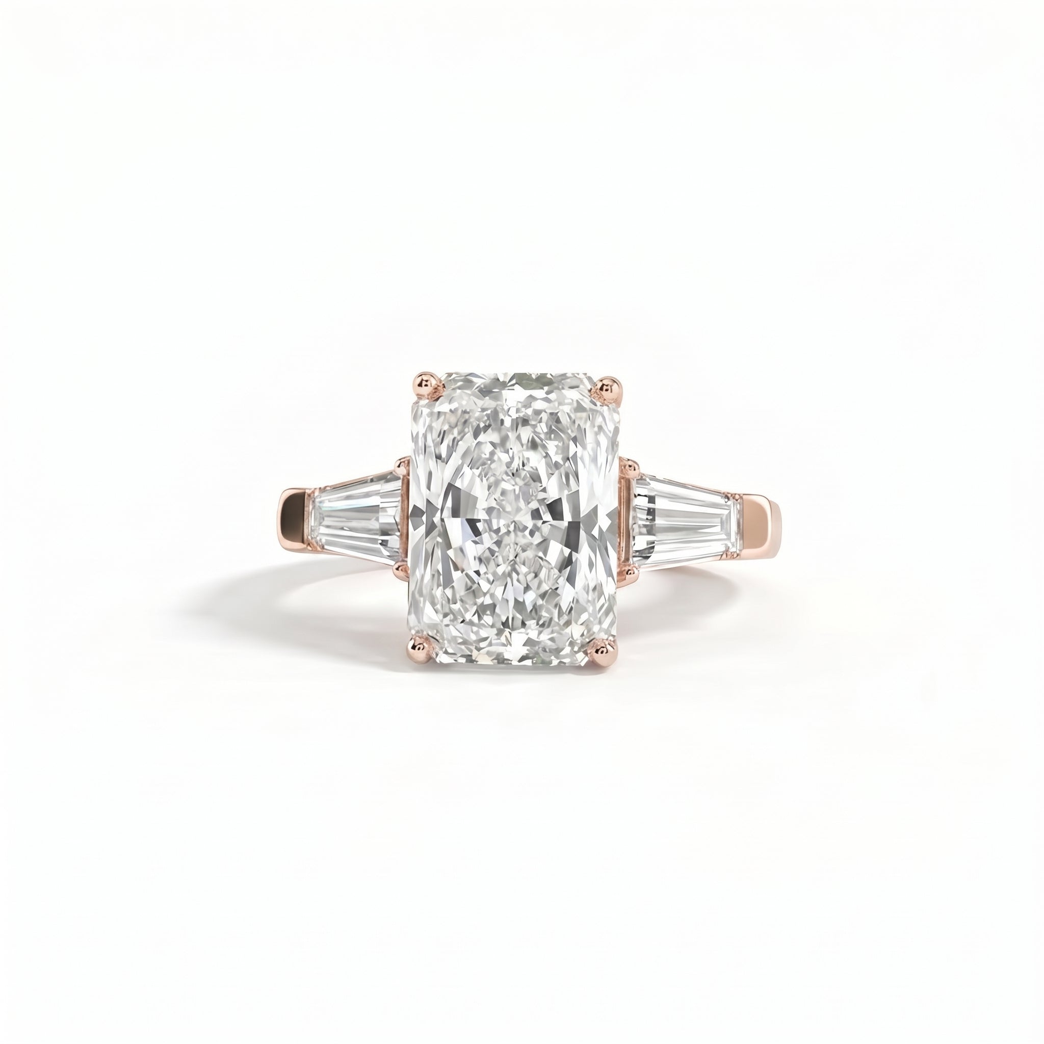 Radiant Baguette Trilogy Ring in 18K rose gold, lab-grown diamond