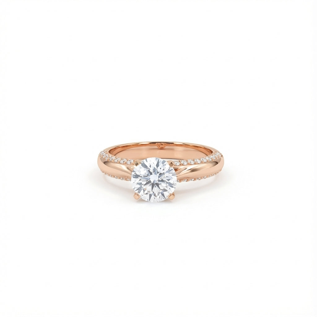 Round Cathedral Solitaire Ring in 18K rose gold, lab-grown diamond