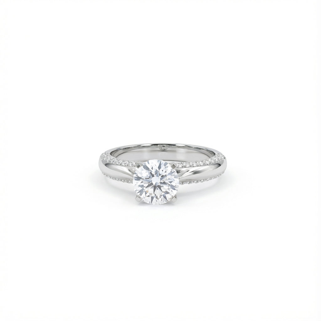 Round Cathedral Solitaire Ring in 18K white gold, lab-grown diamond