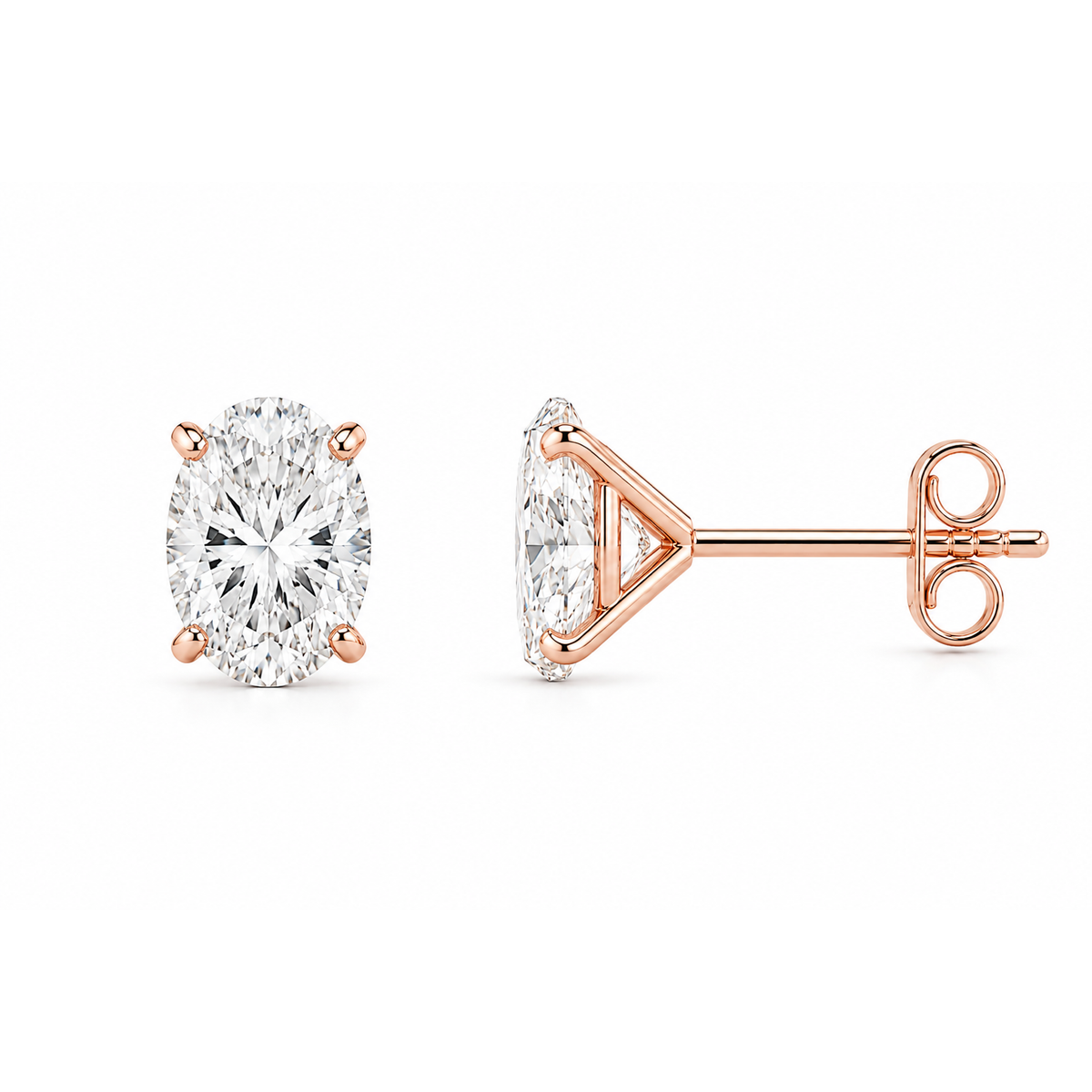 Oval martini-set lab-grown diamond stud earrings in 18K gold