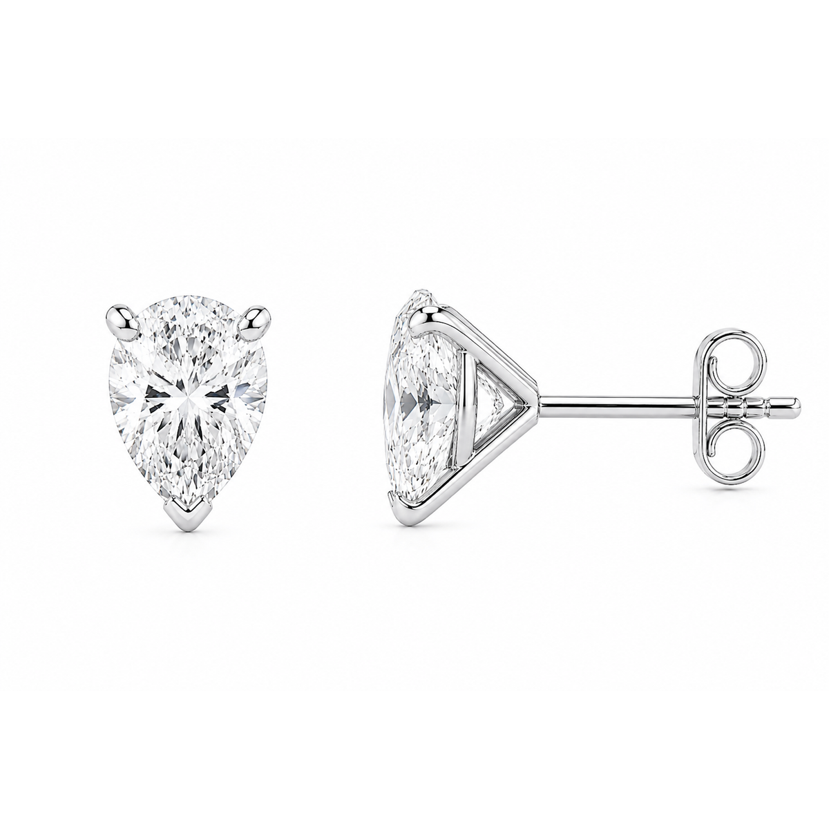 Pear martini-set lab-grown diamond stud earrings in 18K gold