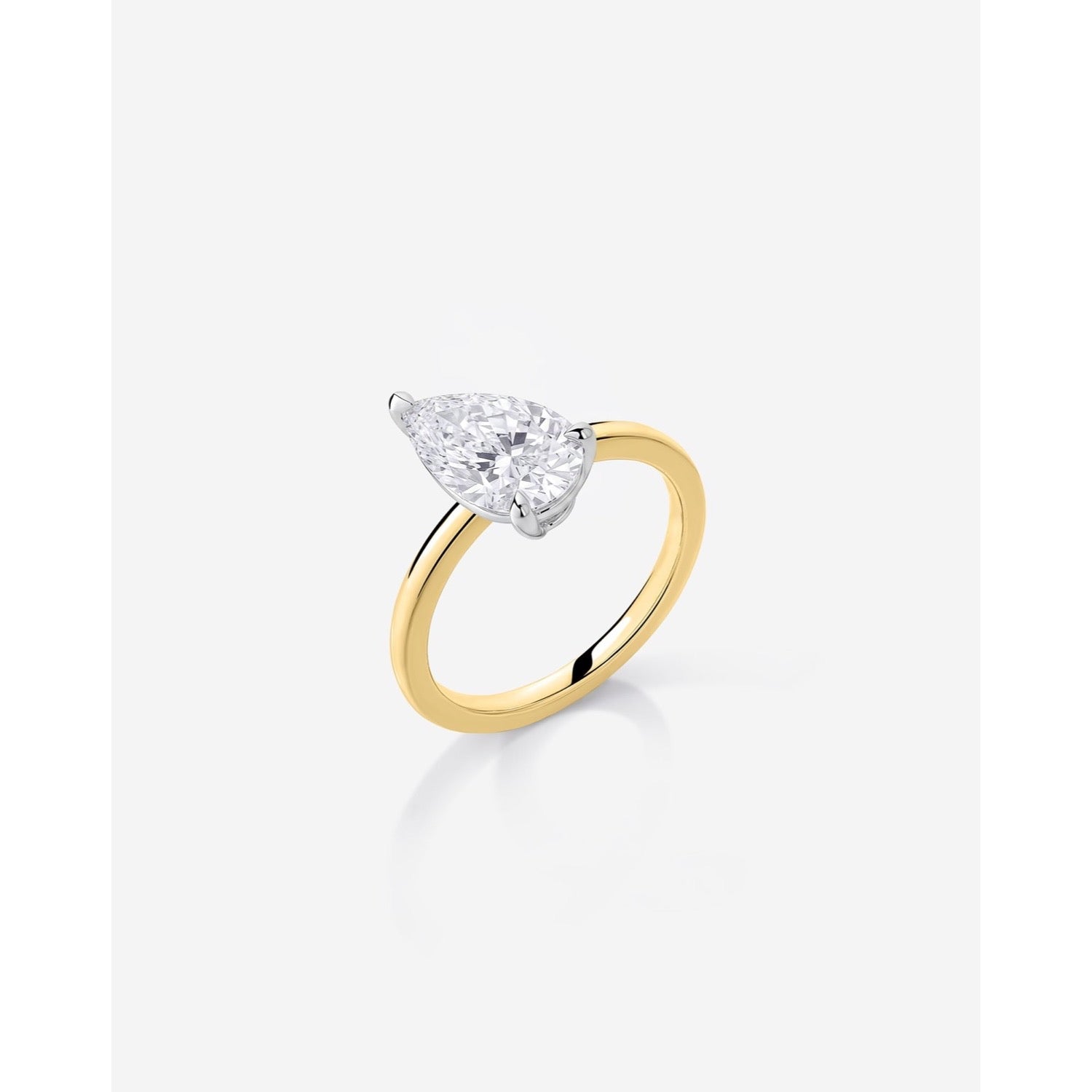Pear lab-grown diamond solitaire ring in 18K gold