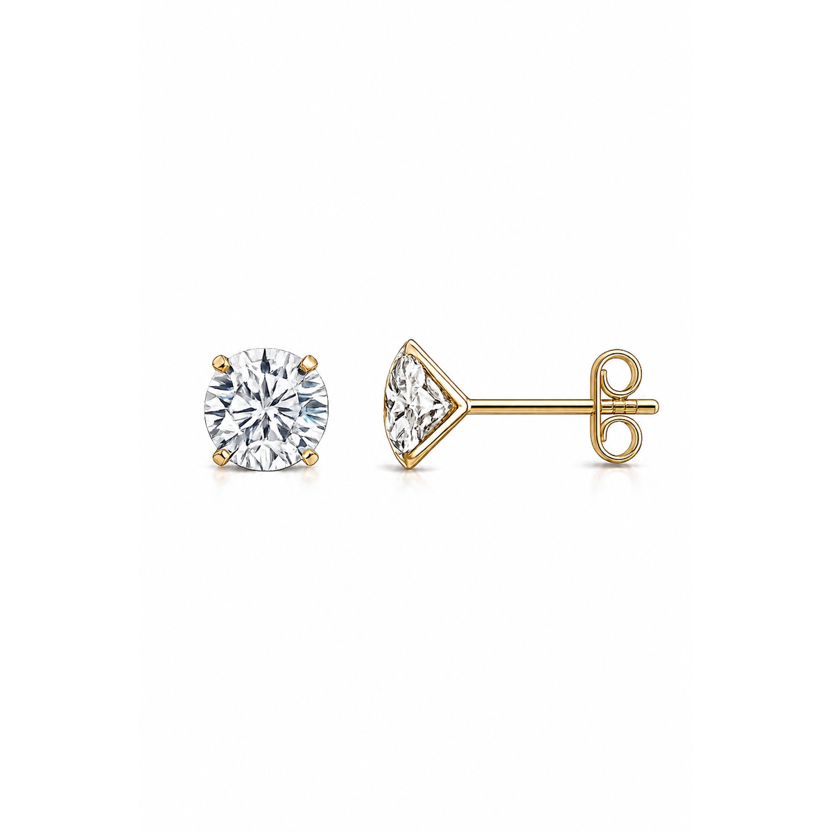Round martini-set lab-grown diamond stud earrings in 18K gold