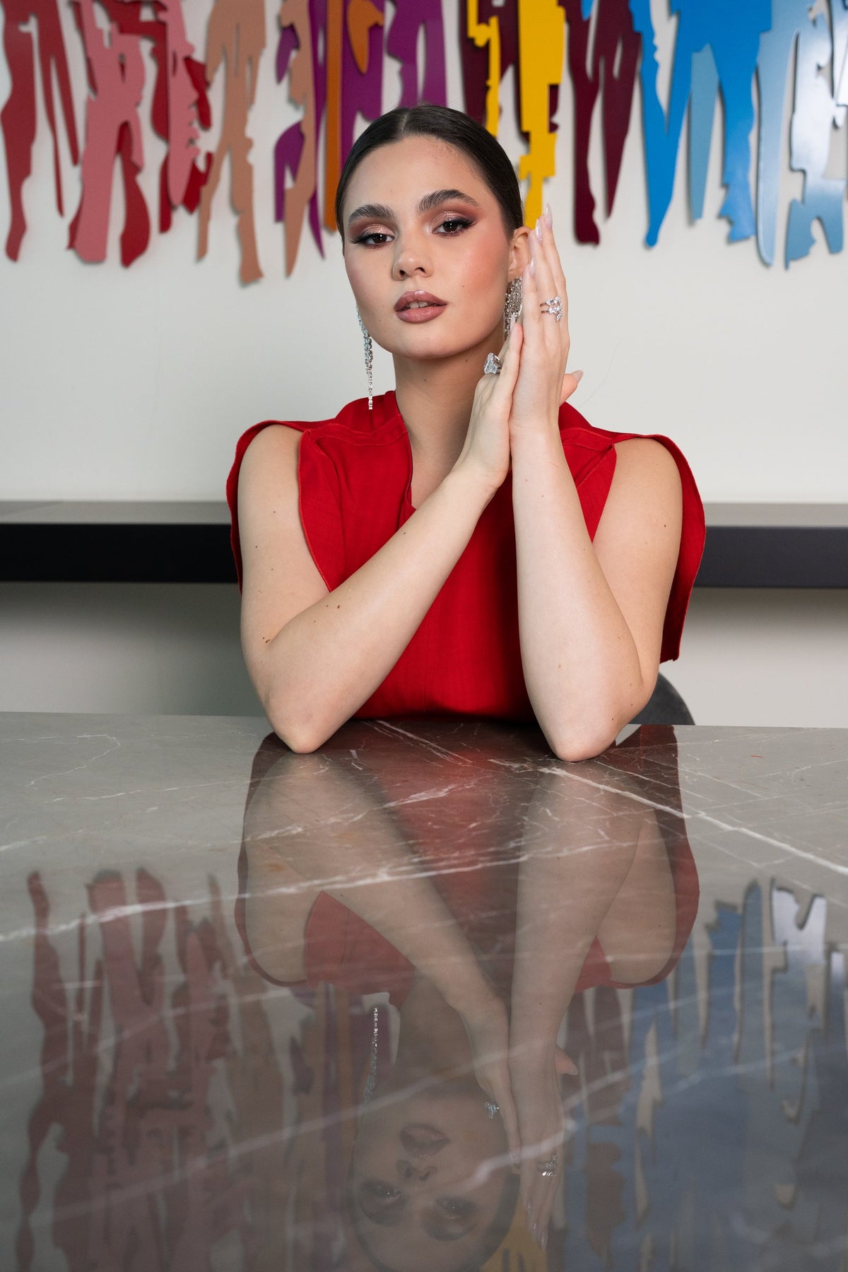 Stellar Gems lab-grown diamond chandelier earrings, portrait