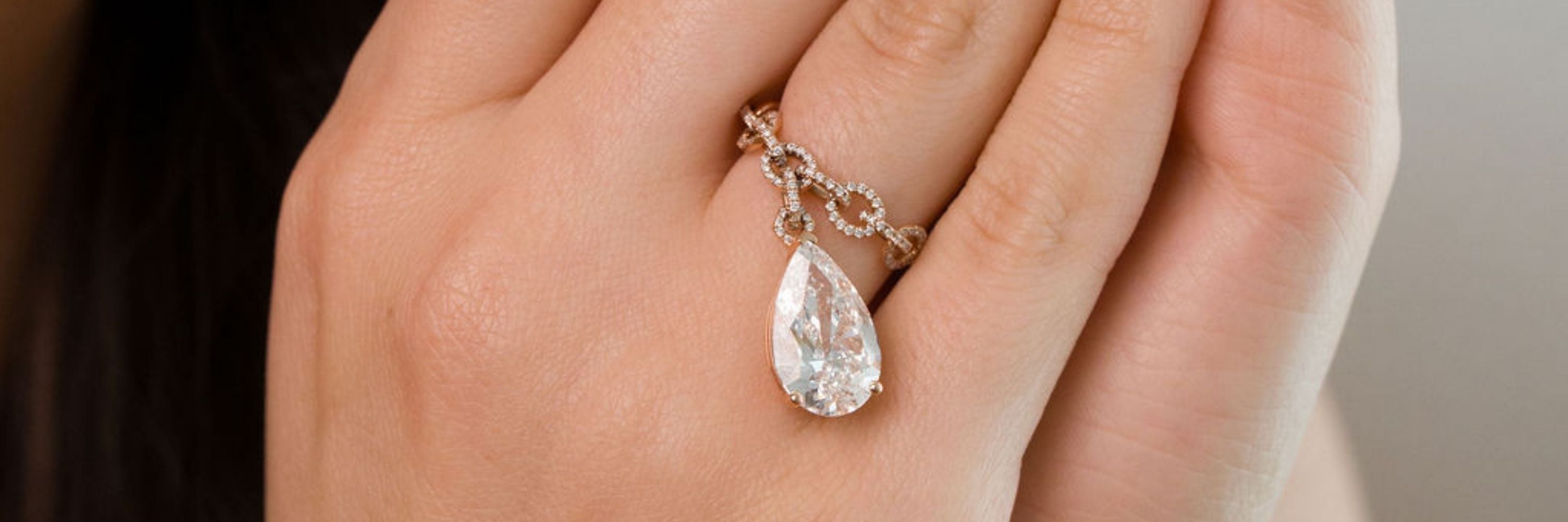 Stellar Gems lab-grown pear diamond drop pendant in rose gold, collection banner