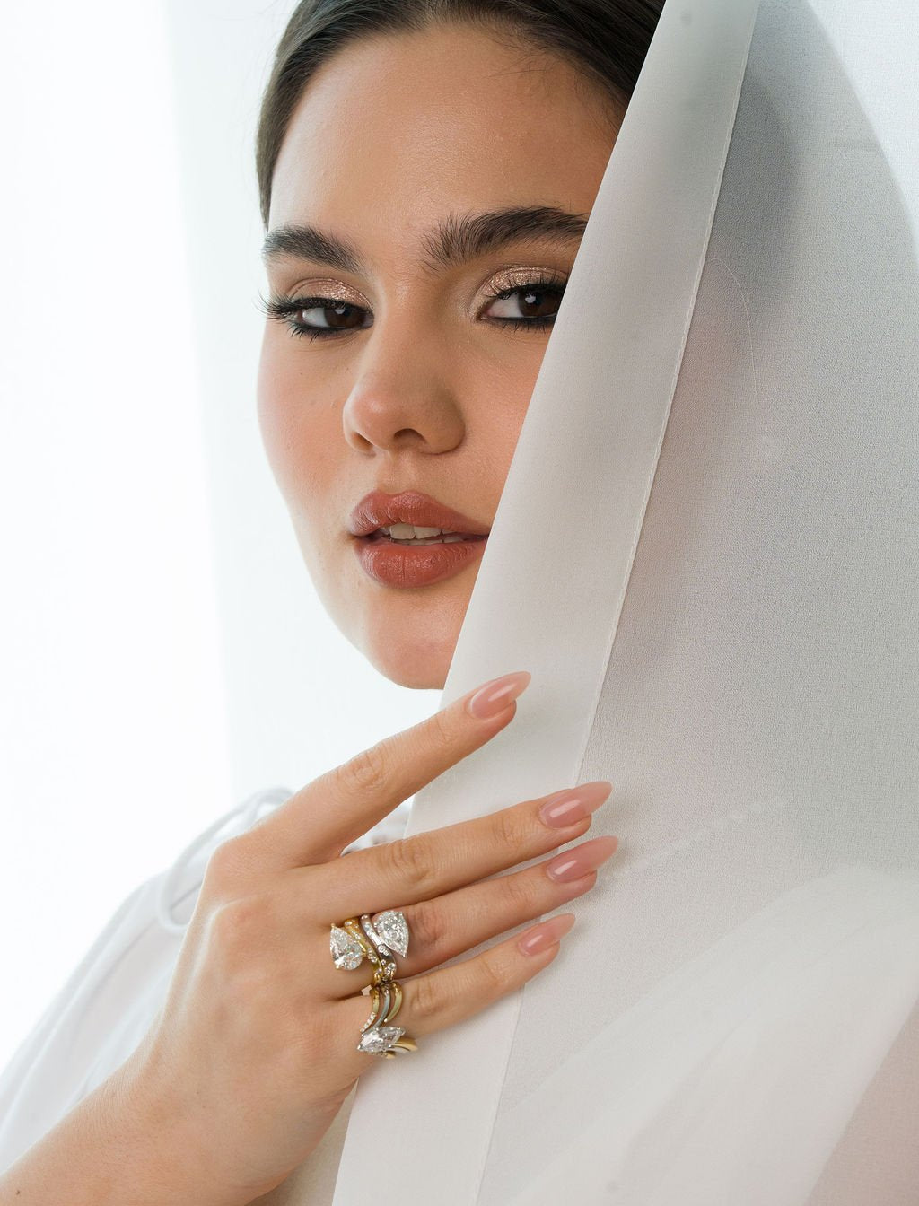 Stellar Gems lab-grown diamond stacked rings in mixed gold